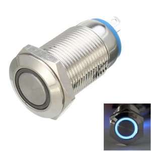 Кнопочный переключатель 12 мм с синей подсветкой
