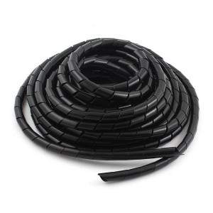 Спиральная 10 мм обмотка для проводов (черная) - 10 метров