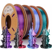 Набор из 4 катушек 0.25 кг пластика PLA Silk Dual Color 1,75 мм (Eryone) разных цветов - Тип 6