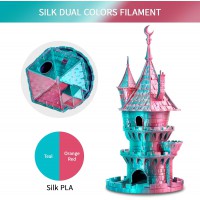 PLA Silk Dual-Color 1,75 мм 1 кг (Eryone) Бирюзовый - Оранжево-красный