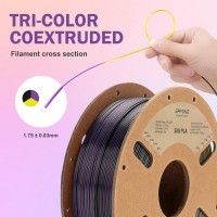 PLA Silk Tri-Color 1,75 мм 1 кг (Eryone) Черный - Золотой - Фиолетовый