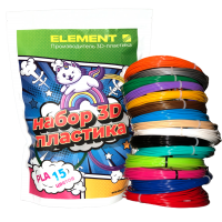 Набор пластика PLA для 3D ручки (element3d) - 15 цветов