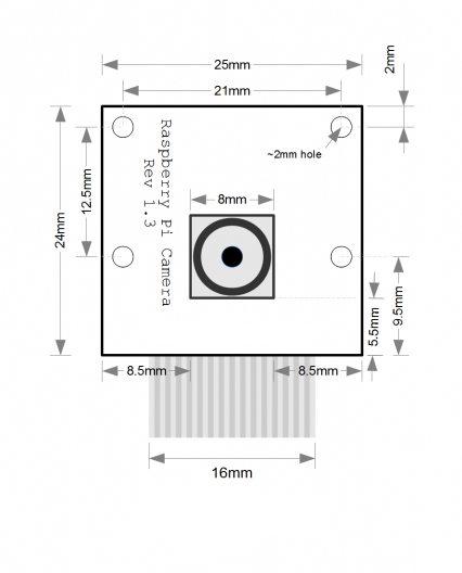 Установочные размеры камеры 5mp для Raspberry