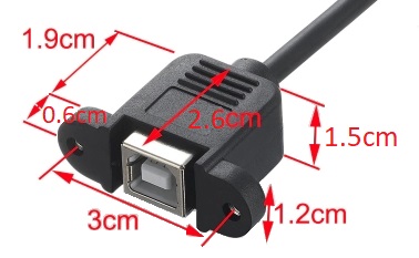 Размеры разъема USB B (female)