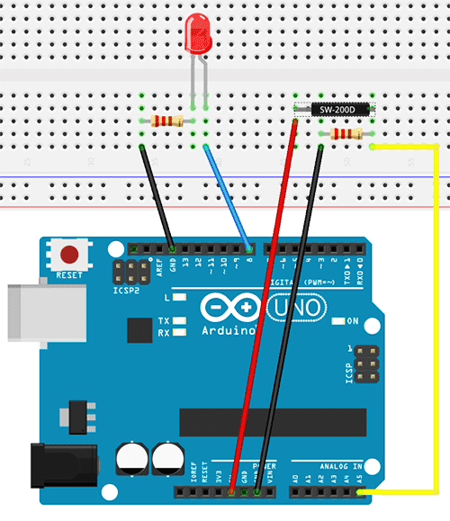 Подключение датчика наклона к Arduino