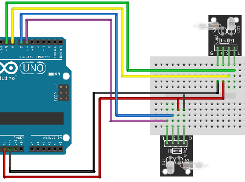 Схема подключения датчиков наклона KY-027 к Arduino