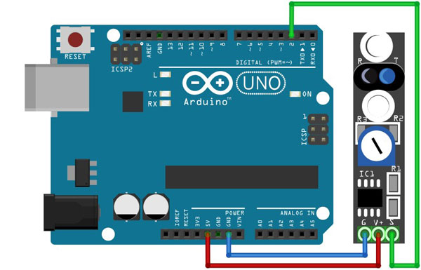 Схема подключения датчика линии к Arduino UNO 