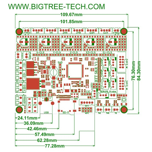BigTreeTech SKR V.1.4 размеры