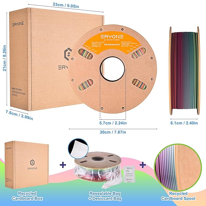 PLA Silk Rainbow Palette 1,75 мм 1 кг (Eryone) Разноцветный - надежная упаковка