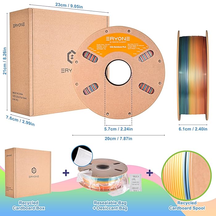 PLA Silk Rainbow Vibrant 1,75 мм 1 кг (Eryone) Разноцветный - надежная упаковка